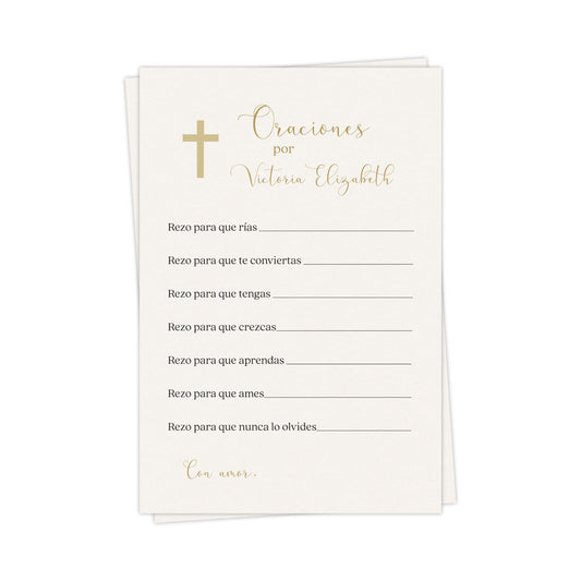 Minimalist Baptism Prayer Cards with Cross – Modern Faith-Inspired Style