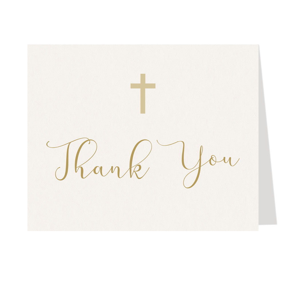 Minimalist Baptism Thank You Cards with Cross – Modern Faith-Inspired Style