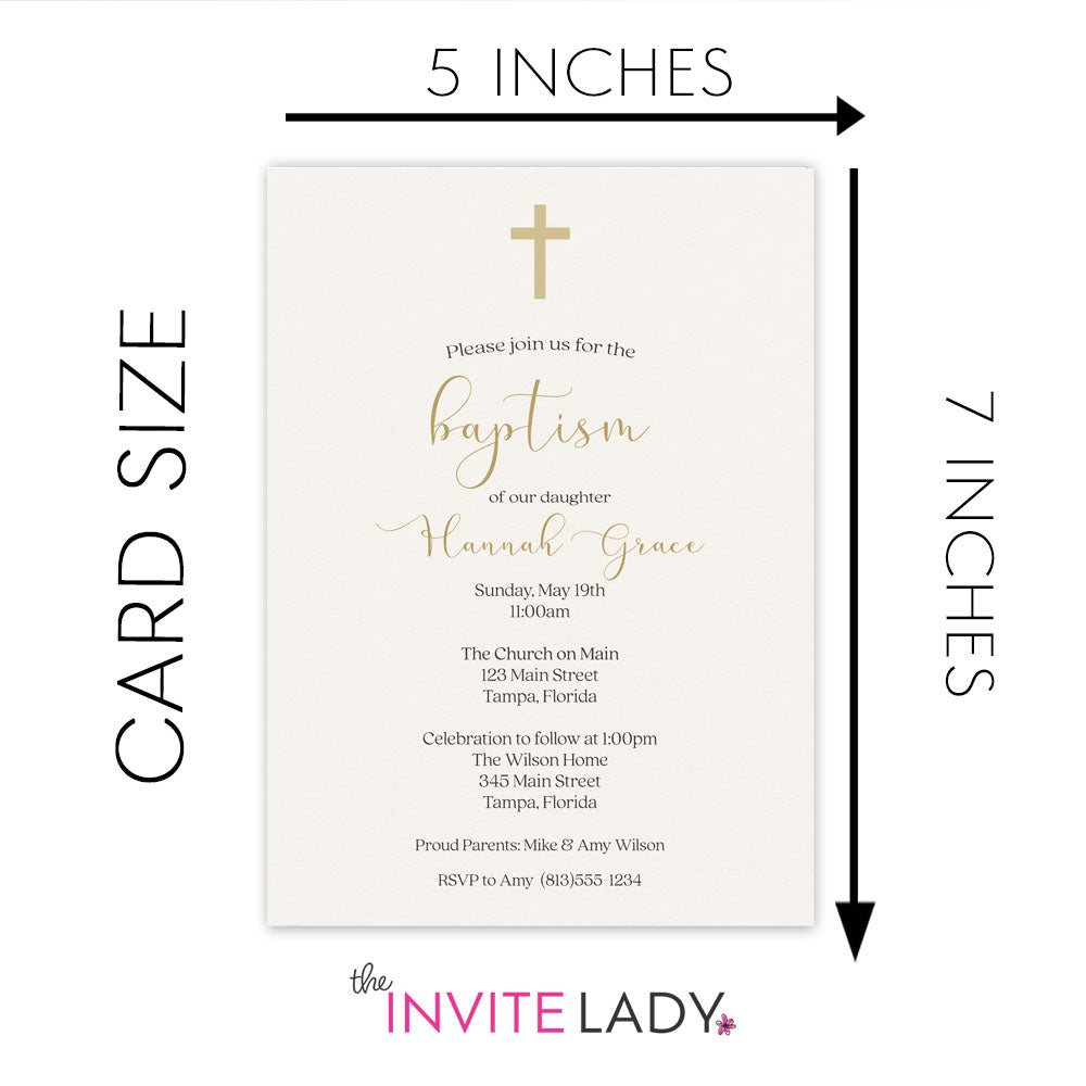 Minimalist Baptism Invitation with Cross – Modern Faith-Inspired Style