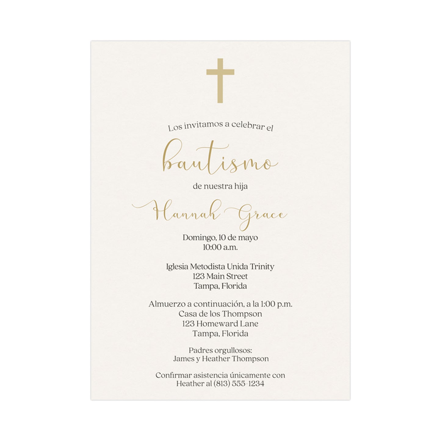 Minimalist Baptism Invitation with Cross – Modern Faith-Inspired Style