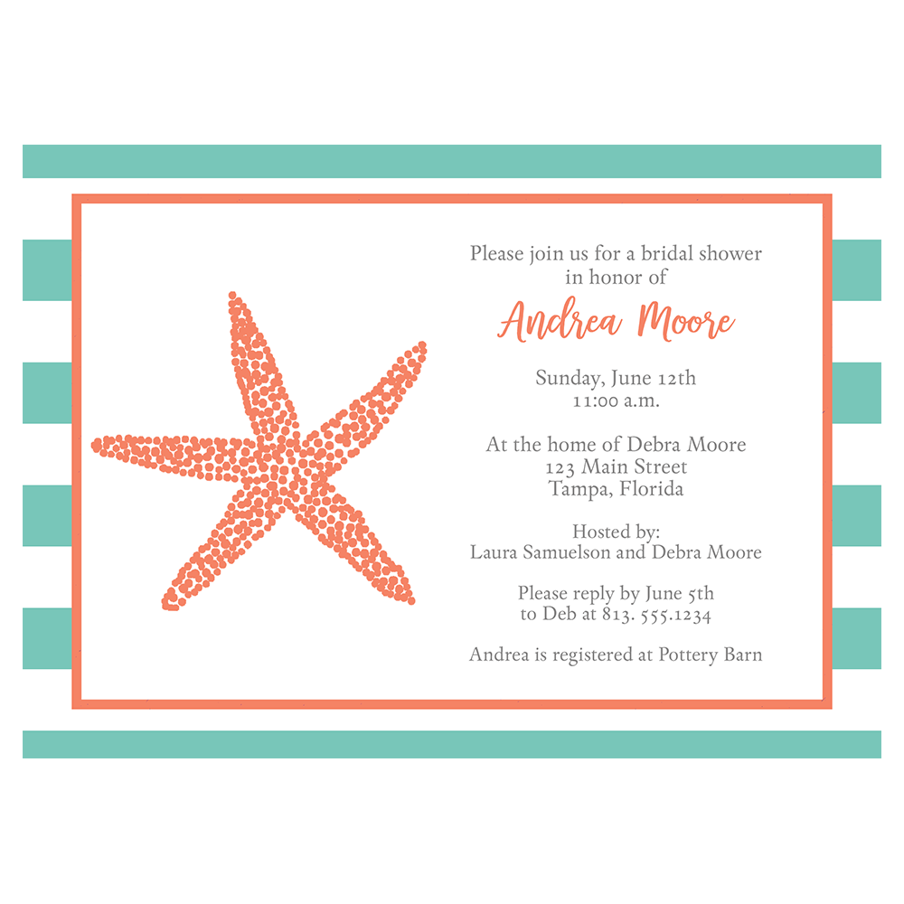 Nautical Starfish Bridal Shower Invitation