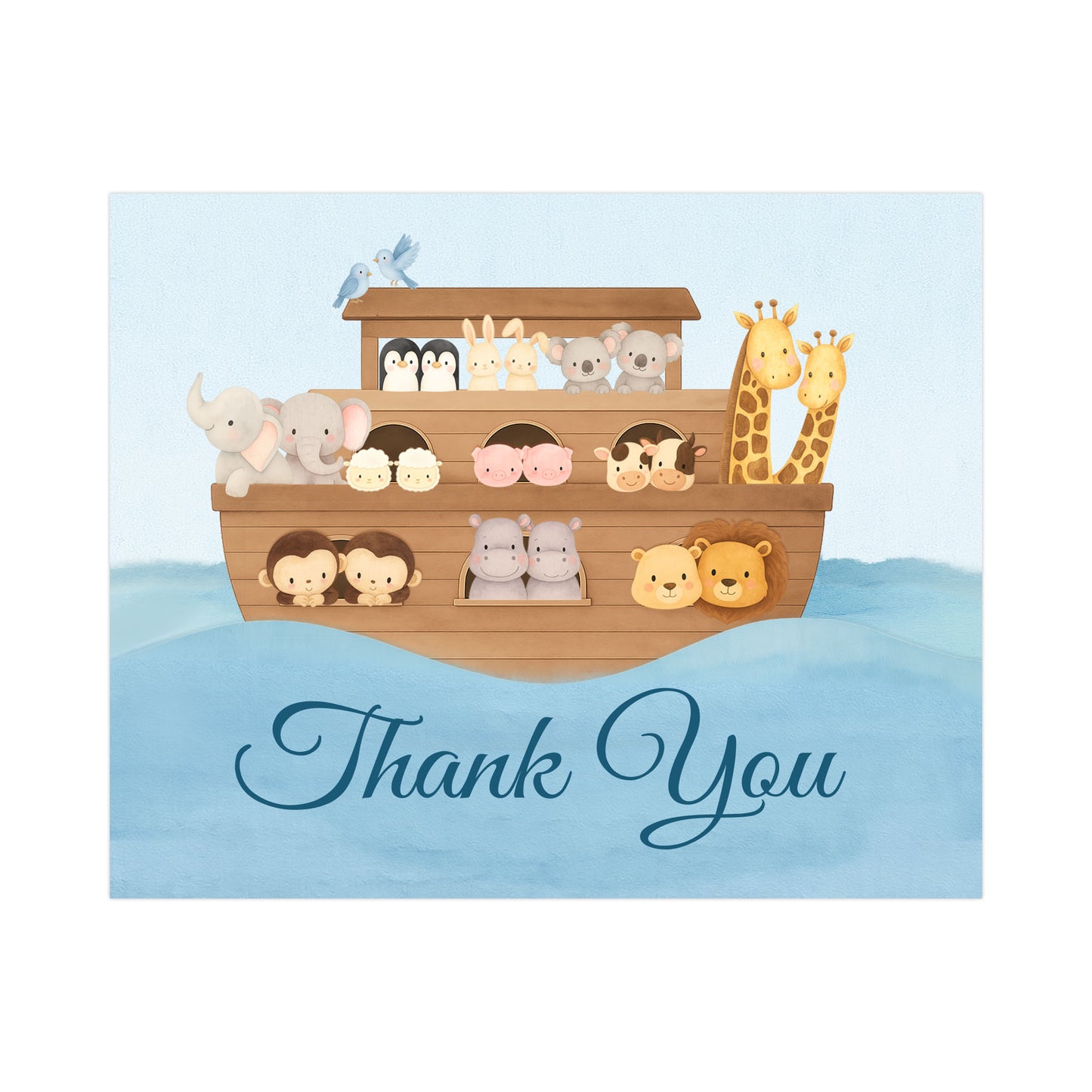 Watercolor Noah's Ark Thank You Card