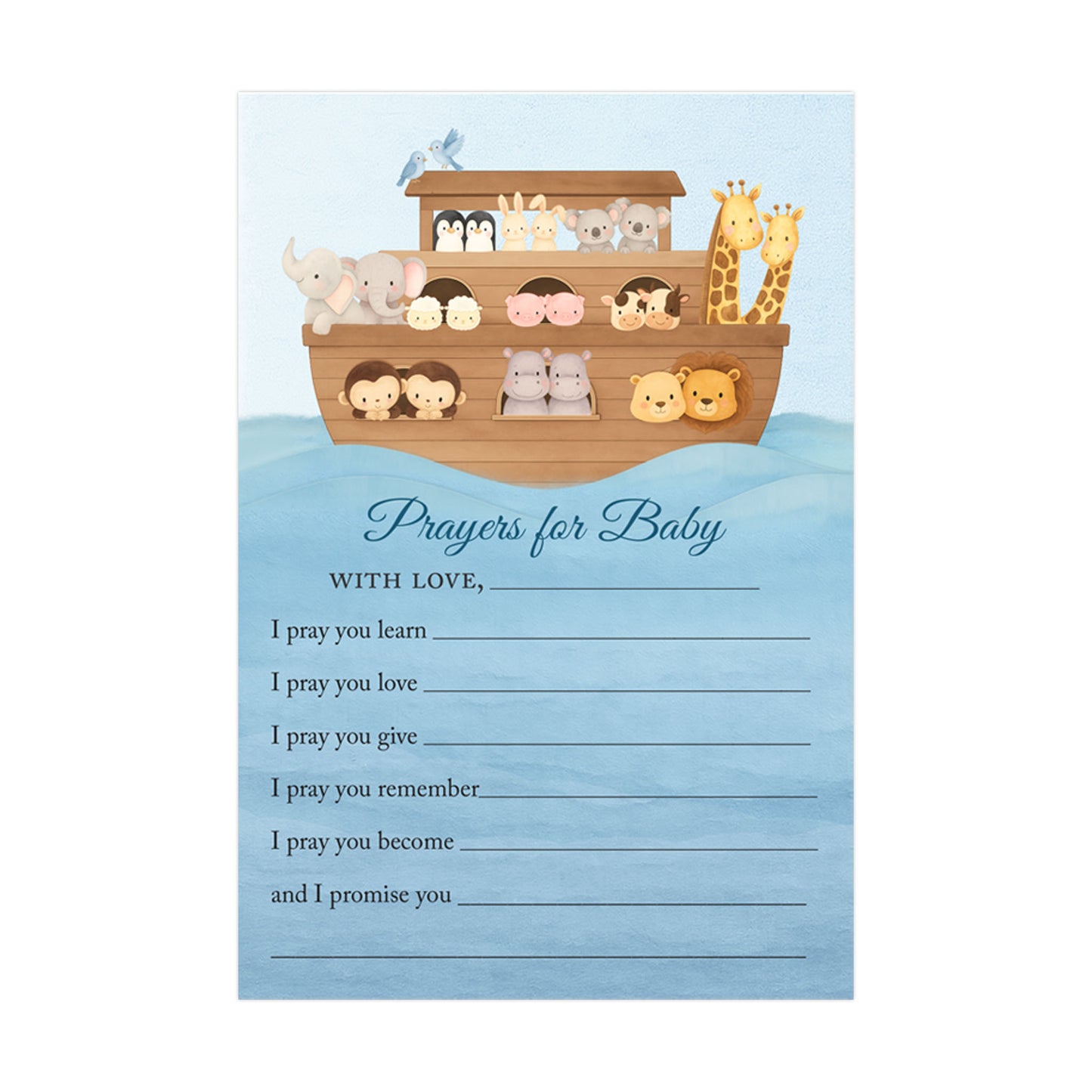 Noah's Ark Blessings and Advice, Prayers Card