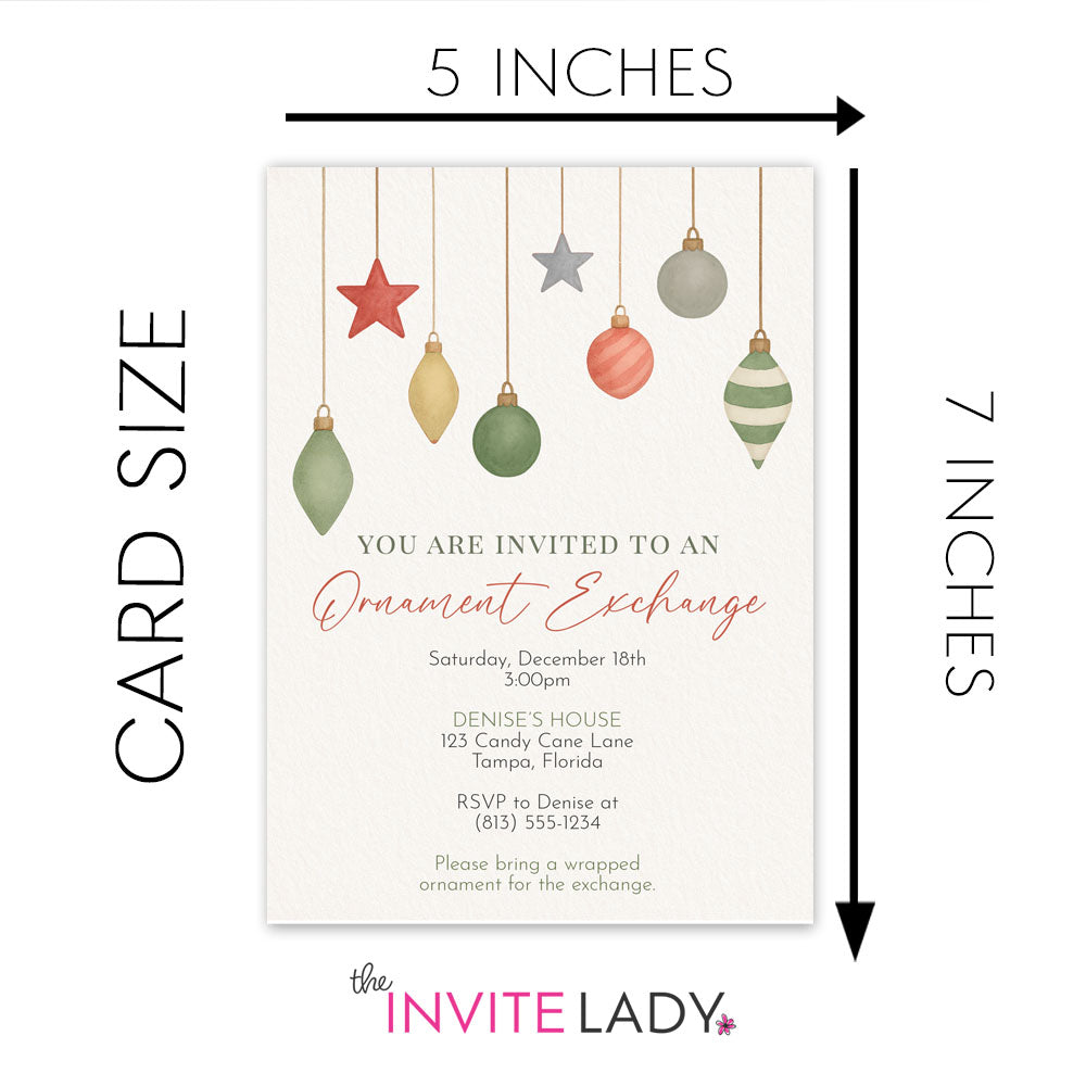 Ornament Exchange Party Invitations Holiday Christmas Gathering