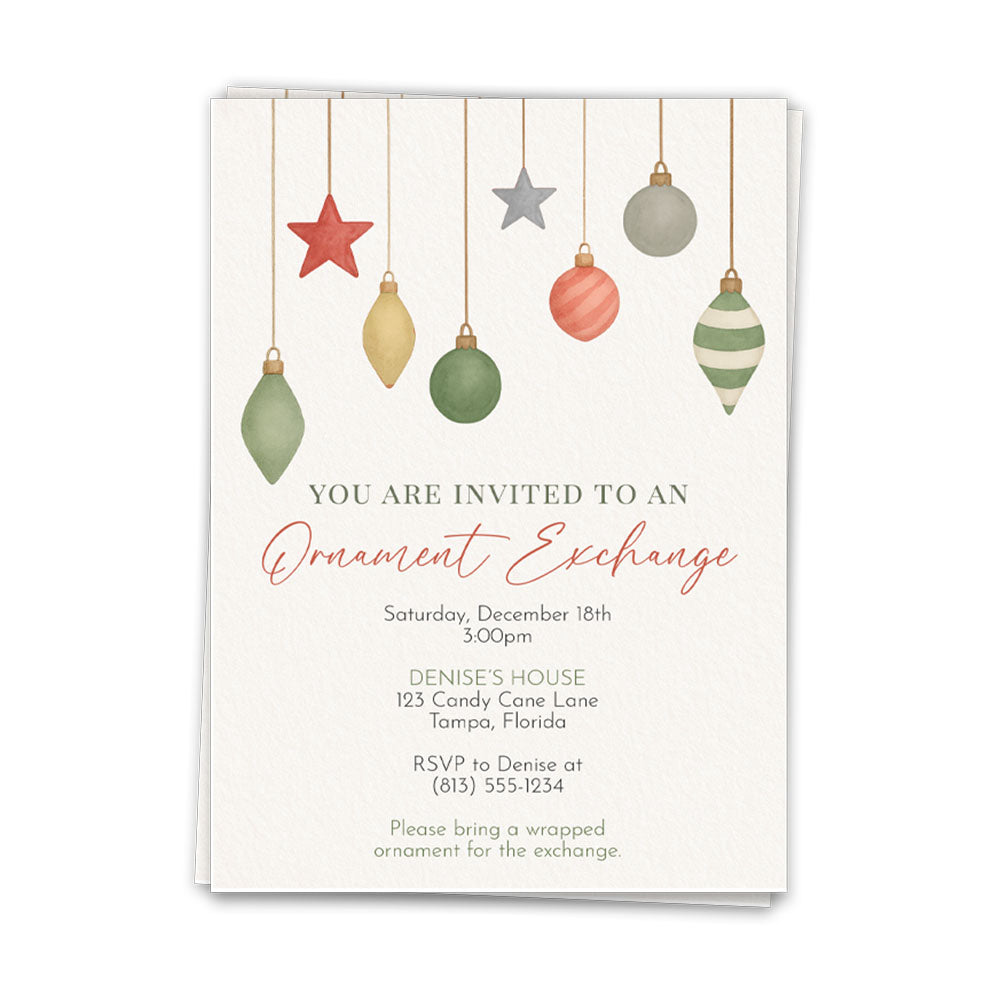 Ornament Exchange Party Invitations Holiday Christmas Gathering