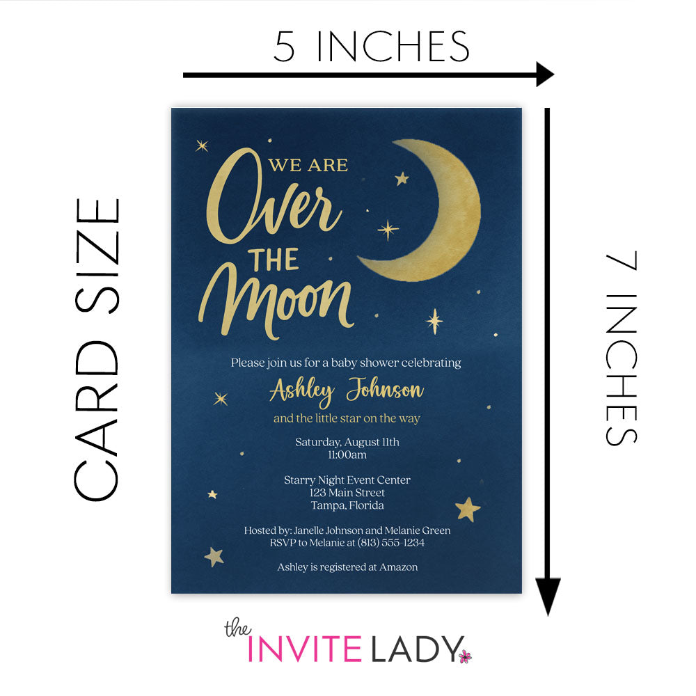 Over the Moon Baby Shower Invitation