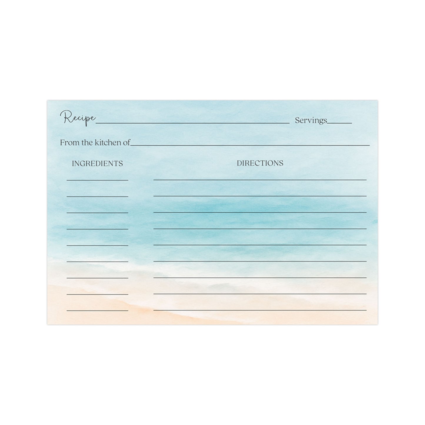 Painted Beach Recipe Card