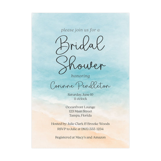 Painted Beach Bridal Shower Invitation
