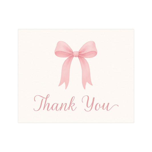 Pink Bow Baby Shower Thank You Cards