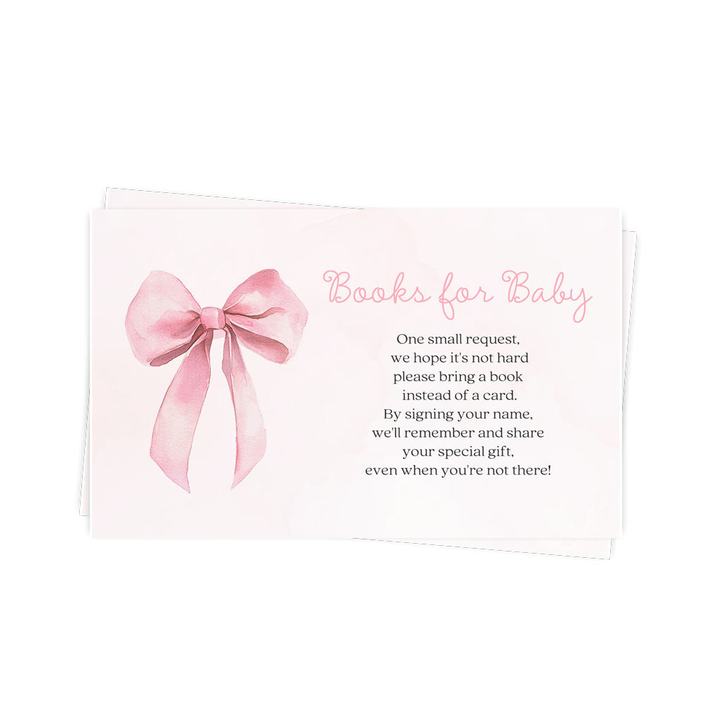 Pink Bow Baby Bring A Book Insert Cards