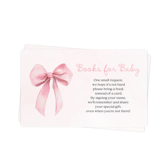 Pink Bow Baby Bring A Book Insert Cards