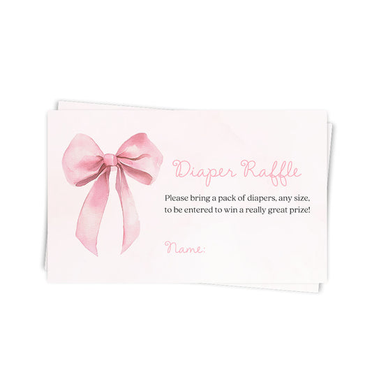 Pink Bow Baby Diaper Raffle Baby Shower