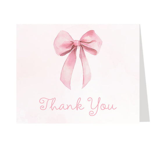 Pink Bow Baby Shower Thank You Cards