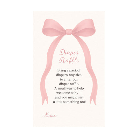 Pink Bow Baby Diaper Raffle Baby Shower