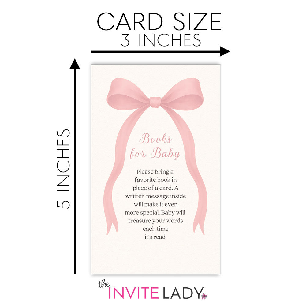 Pink Bow Baby Bring A Book Insert Cards