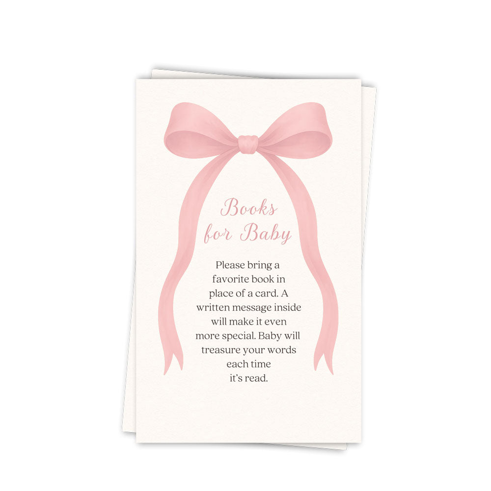 Pink Bow Baby Bring A Book Insert Cards
