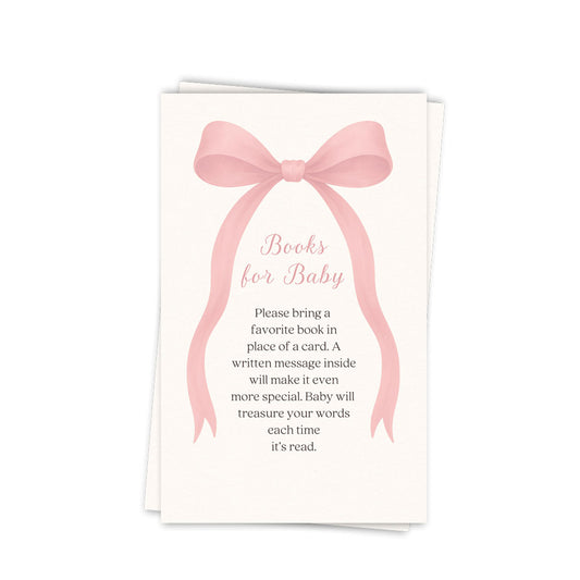 Pink Bow Baby Bring A Book Insert Cards