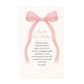 Pink Bow Baby Bring A Book Insert Cards