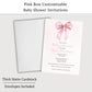 Pink Bow Baby Shower Invitation