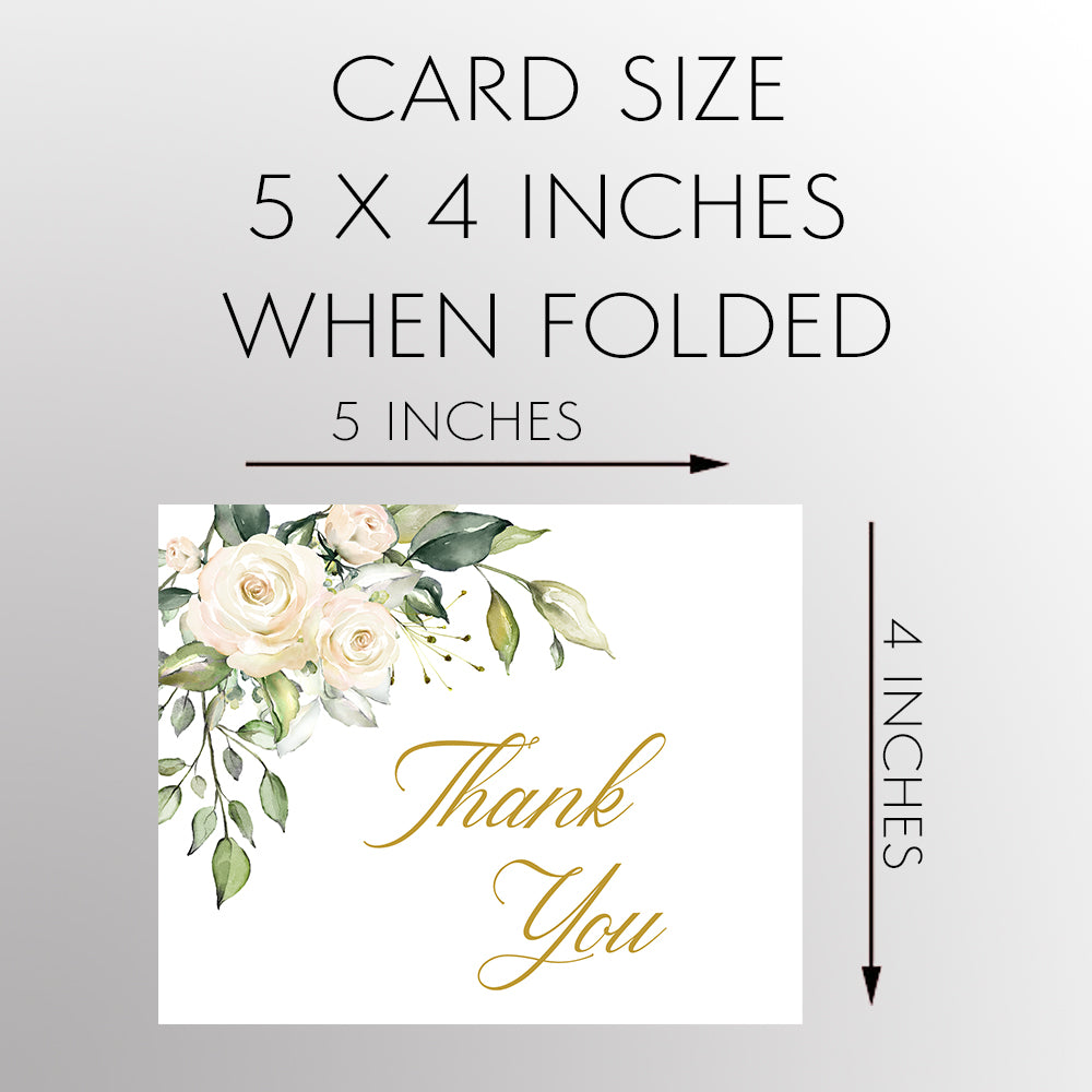 White Roses Thank You Card