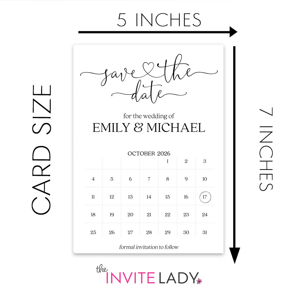 Calendar Save The Date Cards - White