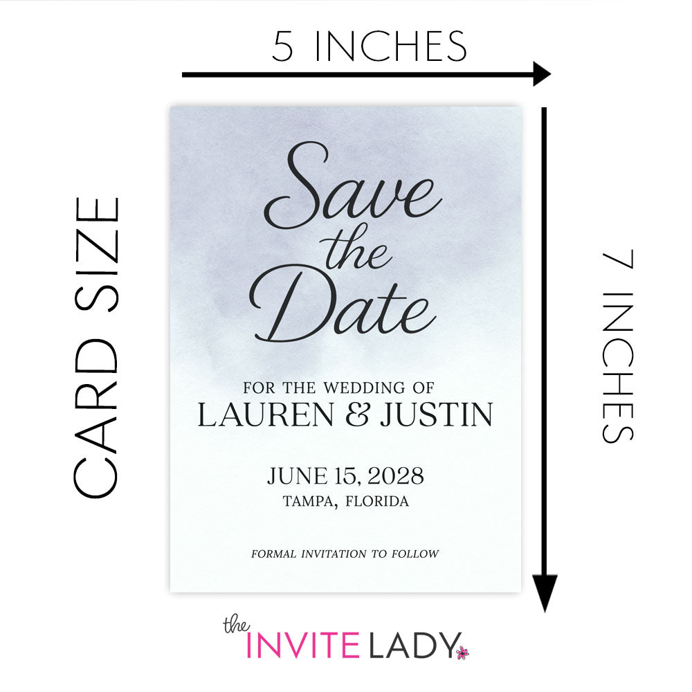 Watercolor Ombre Dusty Blue Save the Date Cards