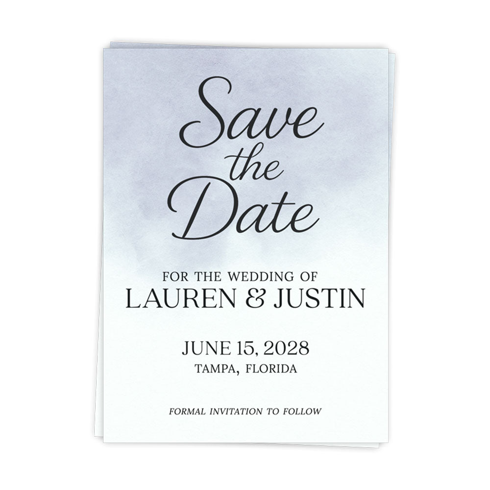 Watercolor Ombre Dusty Blue Save the Date Cards