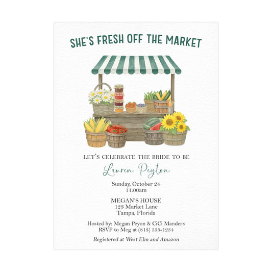 She's Fresh off the Market Bridal Shower Invitation