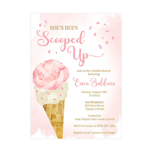 She's Been Scooped Up Bridal Shower Invitation