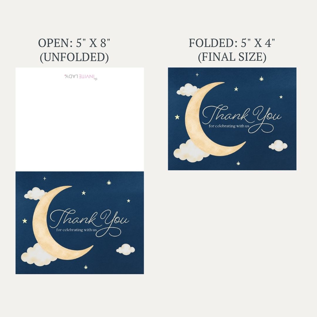 Over the Moon Baby Shower Thank You Card