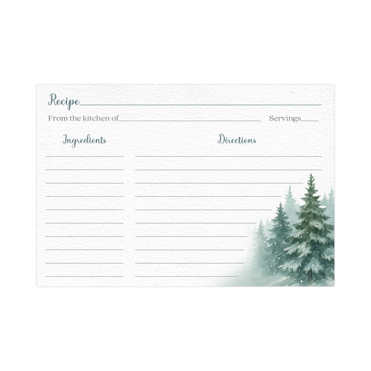 Snow in Love with Pine Trees Recipe Cards