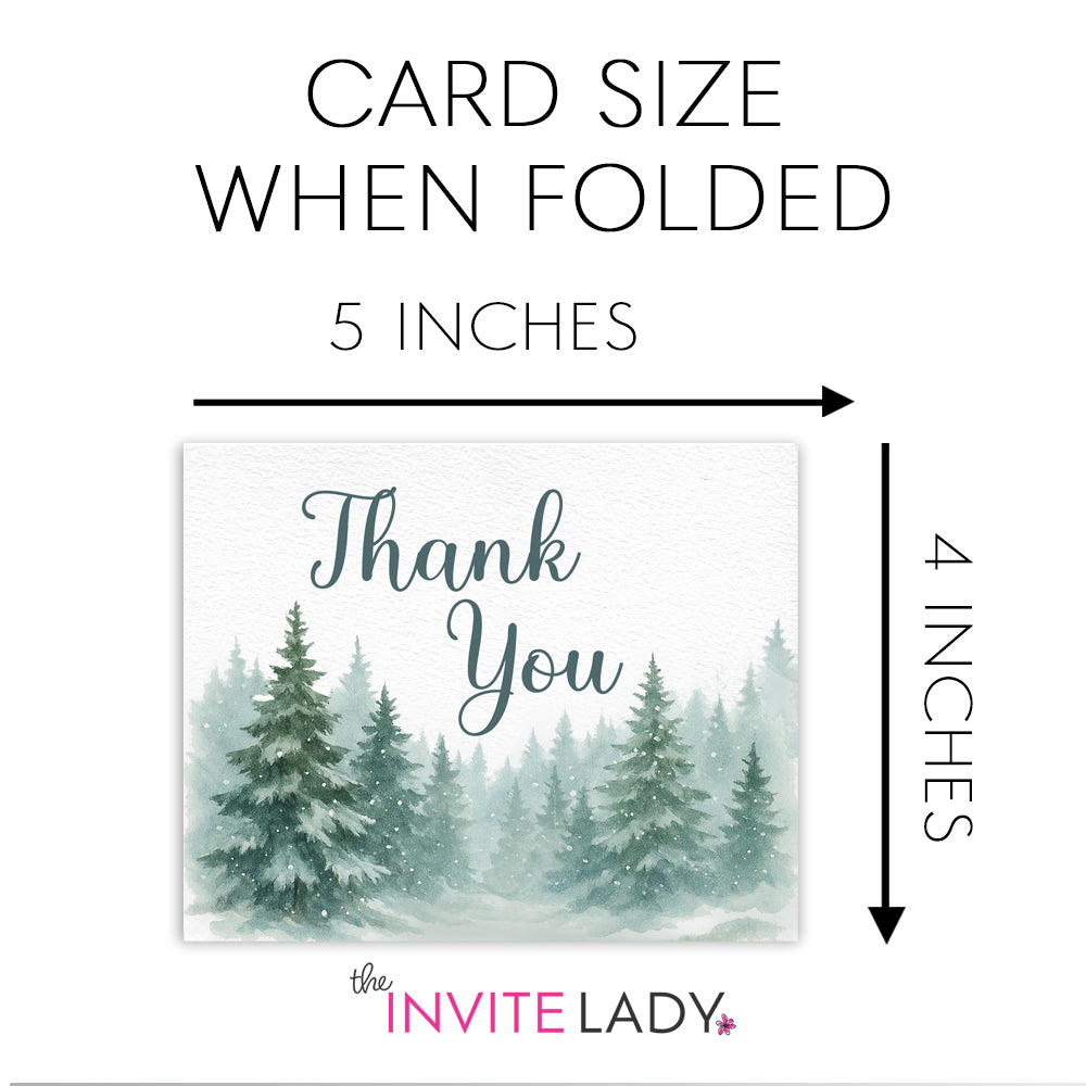 Snow in Love With Pine Trees Thank You Cards