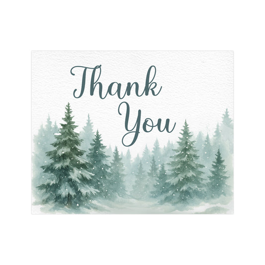 Snow in Love With Pine Trees Thank You Cards