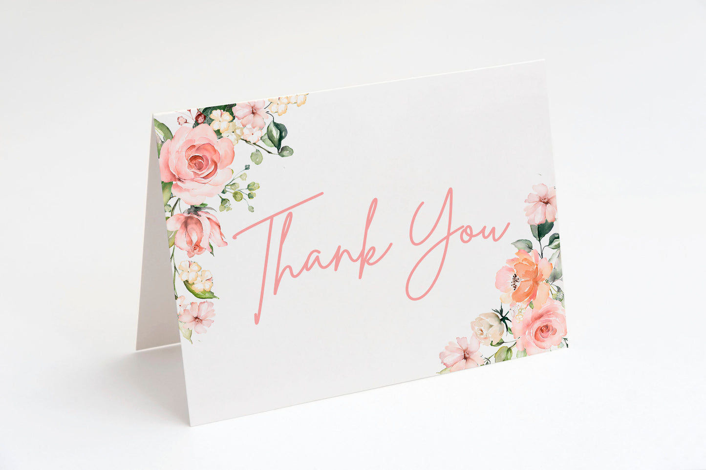 It's A Girl Pink & Green Floral Thank You Card