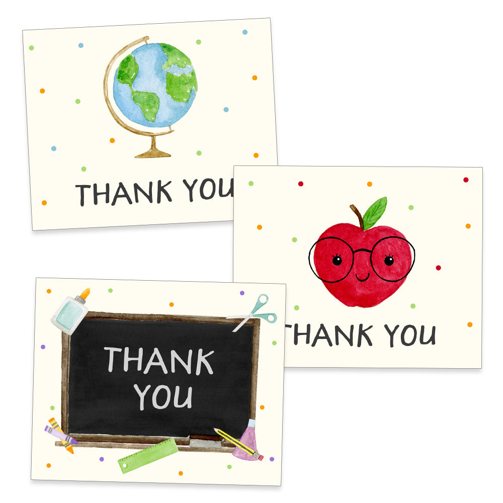 Teacher Thank You Cards, Assorted Pack of 24