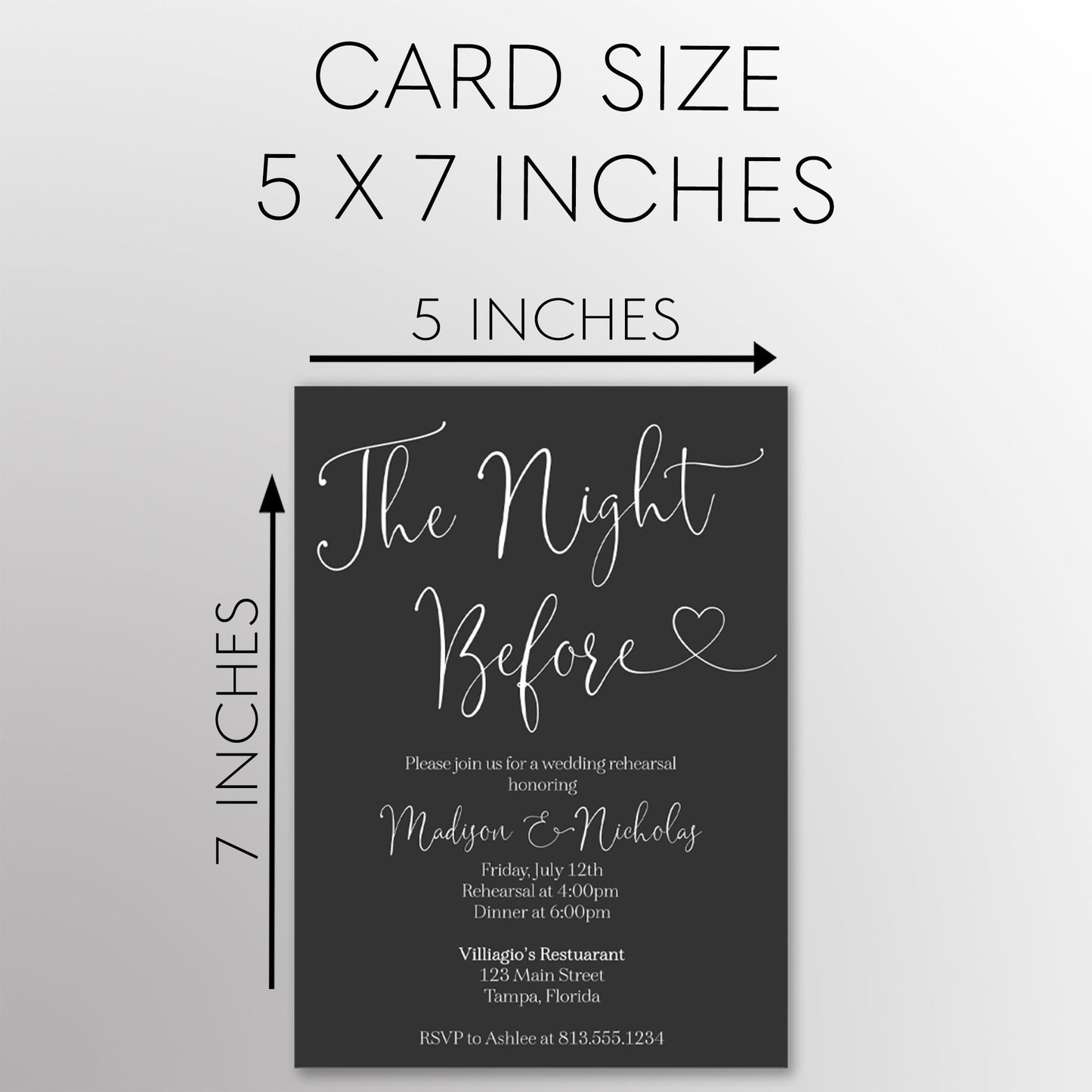 The Night Before Bridal Rehearsal Invitation with Envelopes