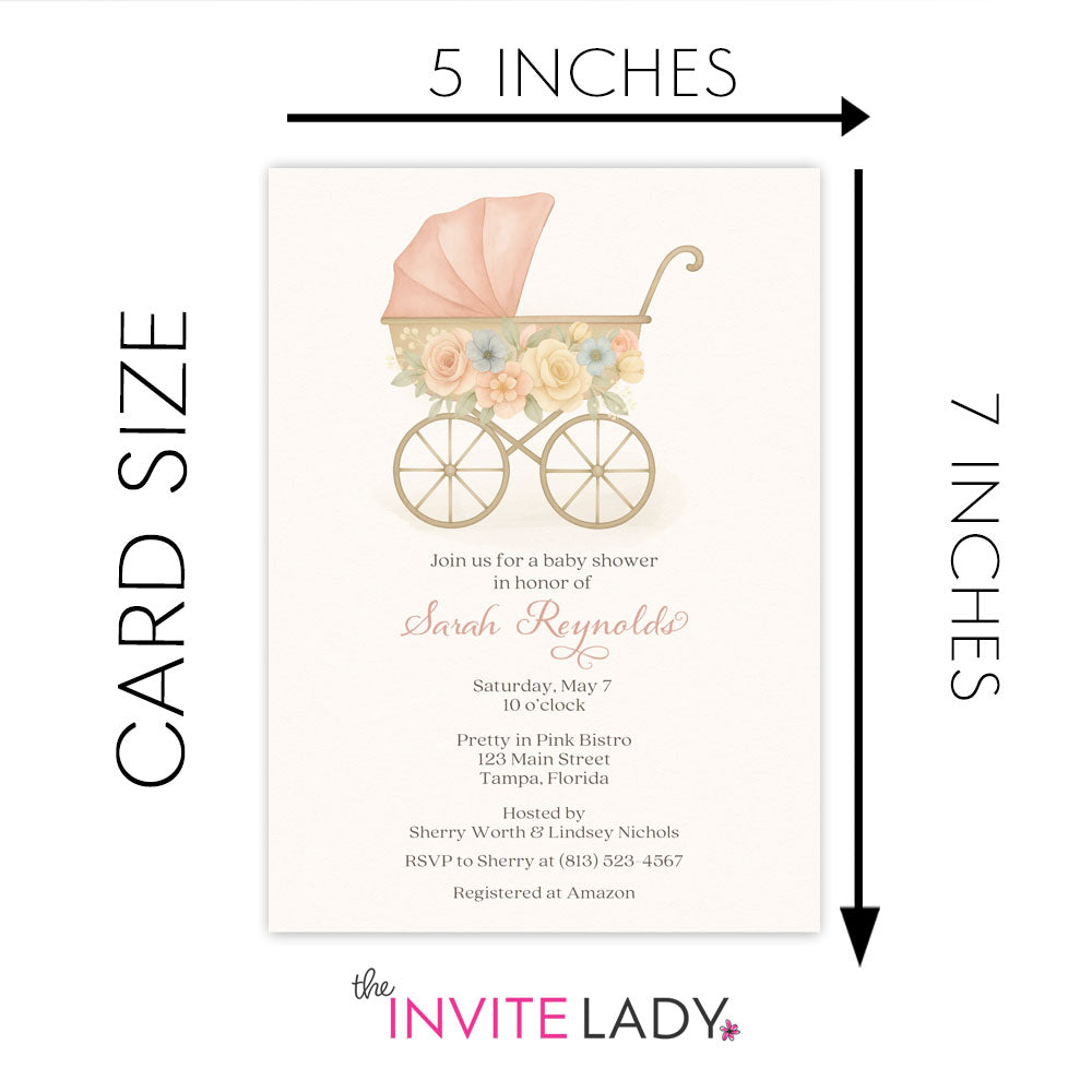 Vintage Carriage Baby Shower Invitation