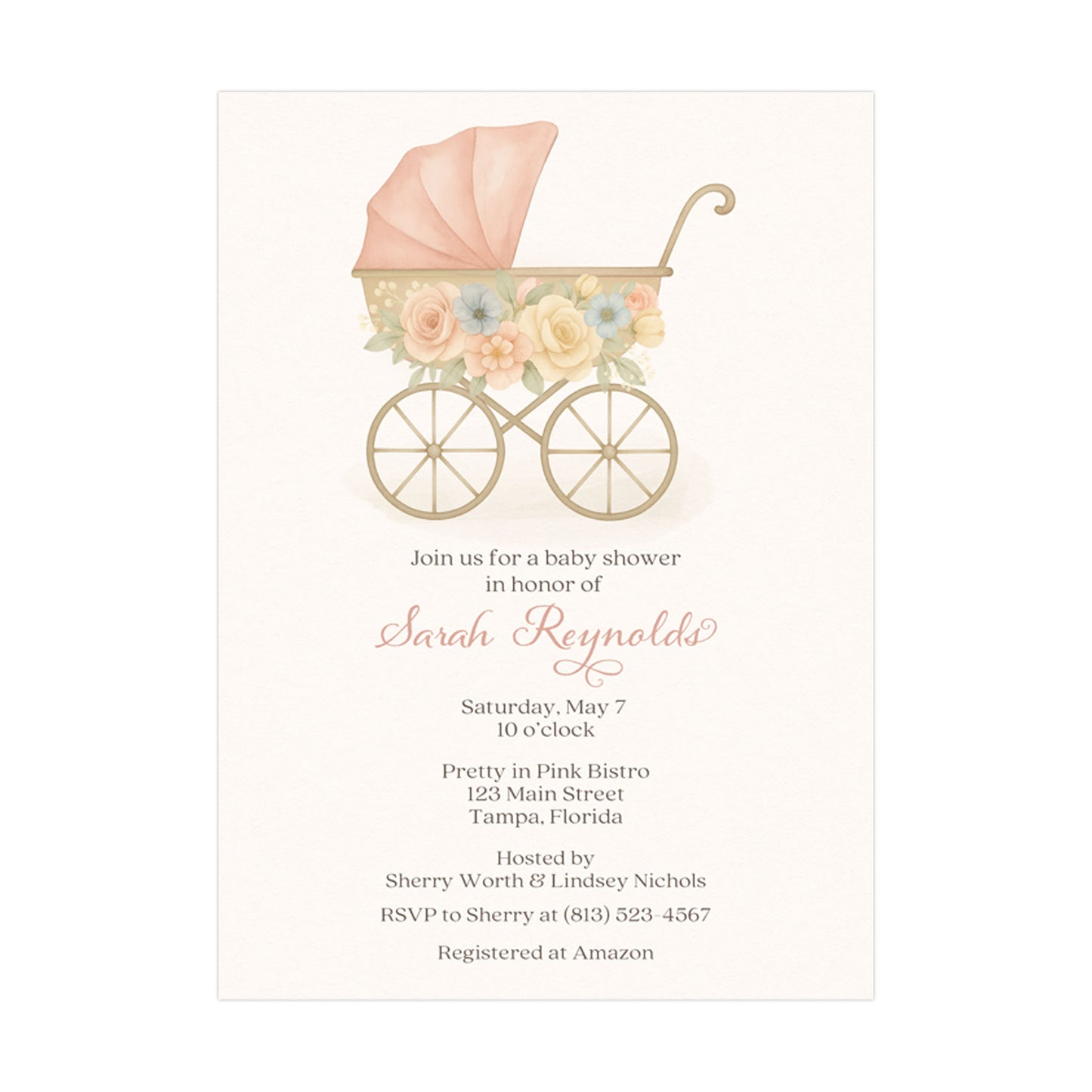 Vintage Carriage Baby Shower Invitation