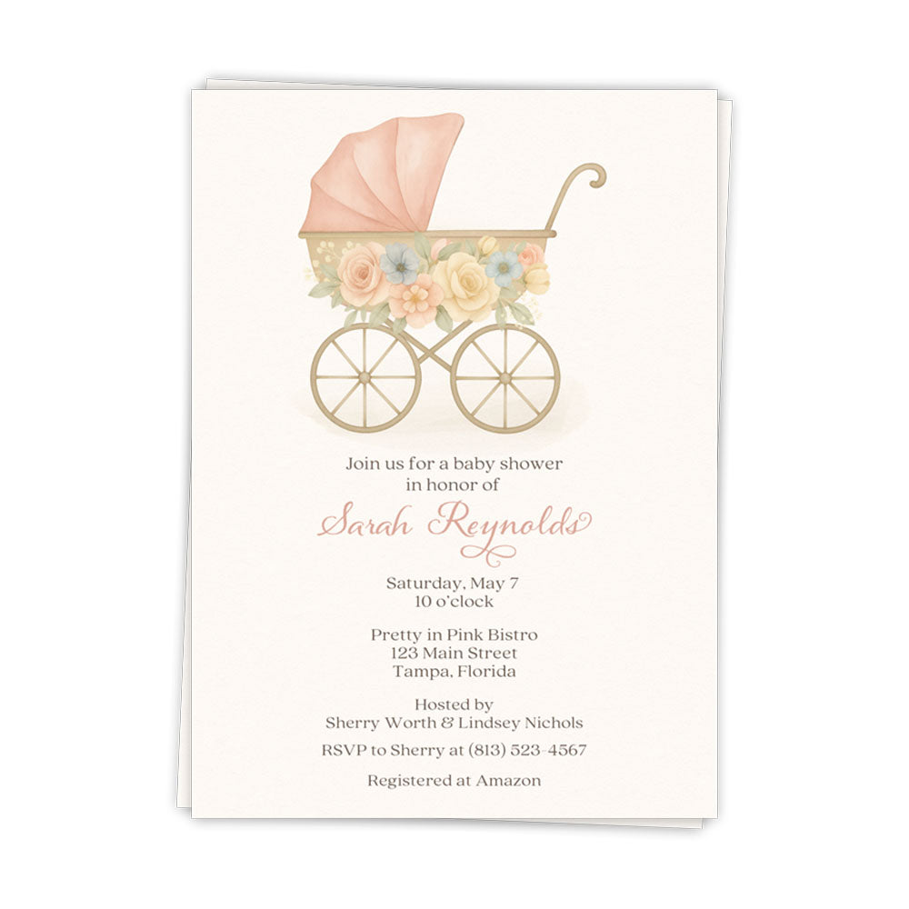 Vintage Carriage Baby Shower Invitation