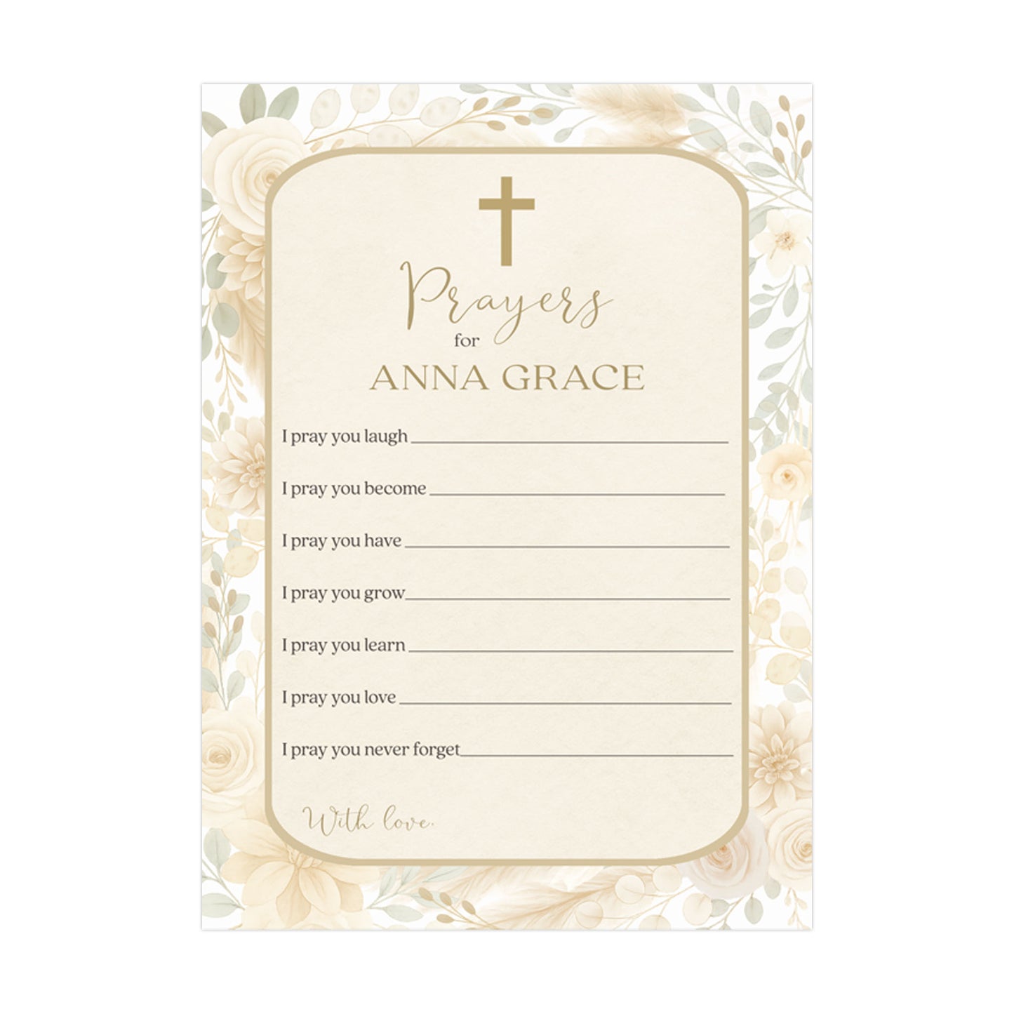 Watercolor Floral Prayer Cards
