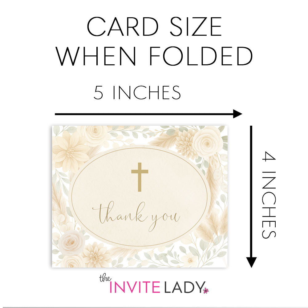 Watercolor Floral Cross Thank You Card