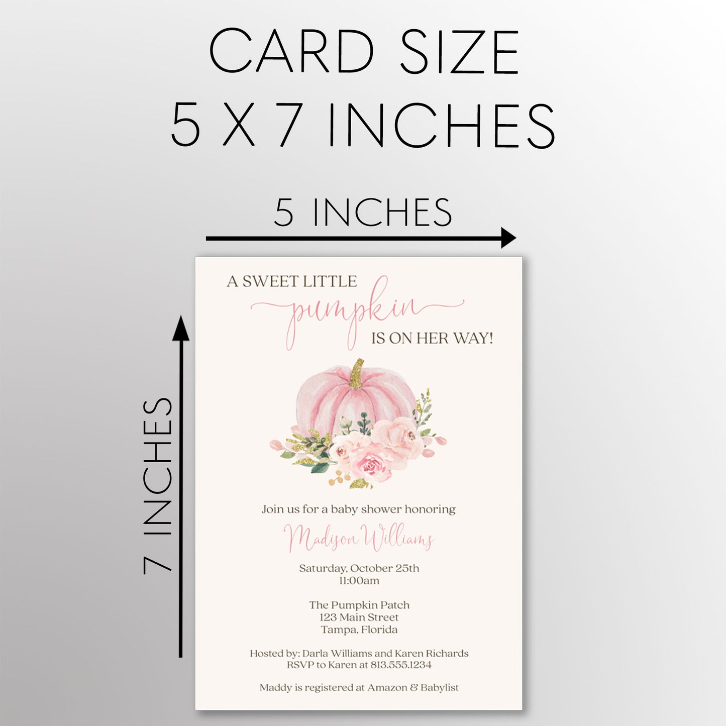 Painted Pumpkin Baby Shower Invitation, available in pink and blue