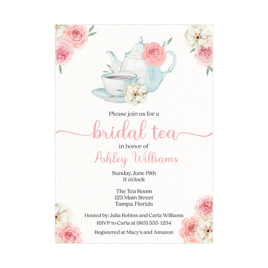 Watercolor Bridal Tea Invitation