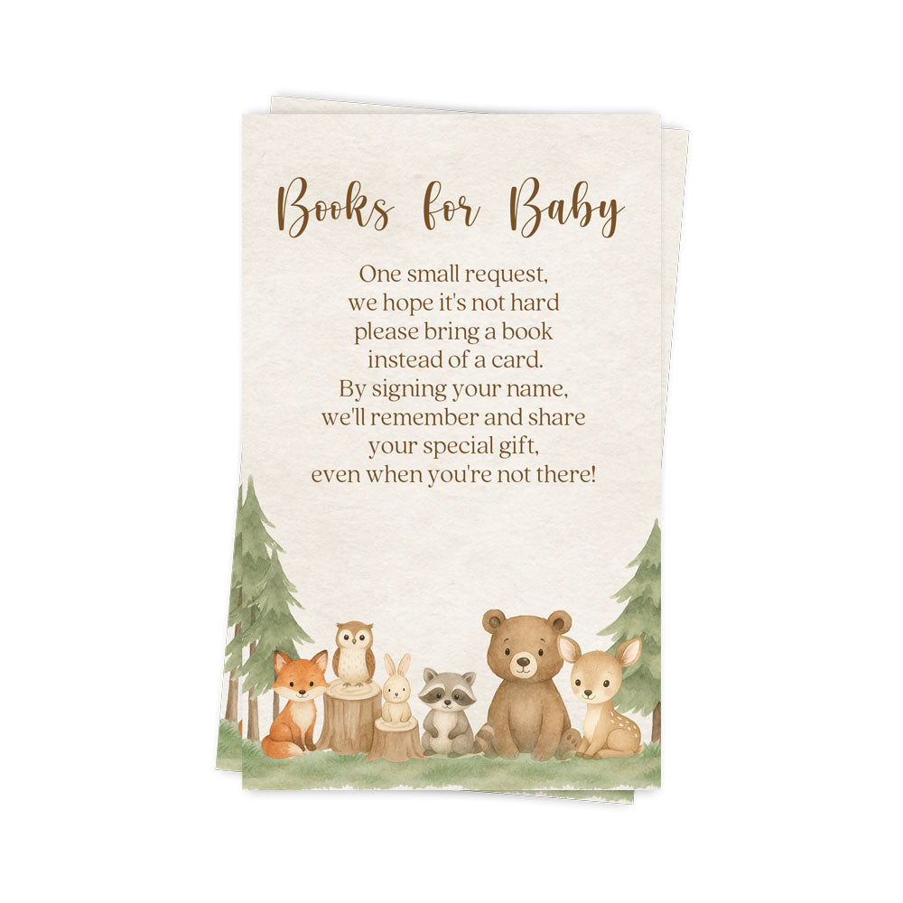 Woodland Animal, Book Insert, Diaper Raffle