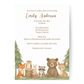 Woodland Animals Baby Shower Invitation