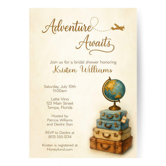 Adventure Awaits Bridal Shower Invitation