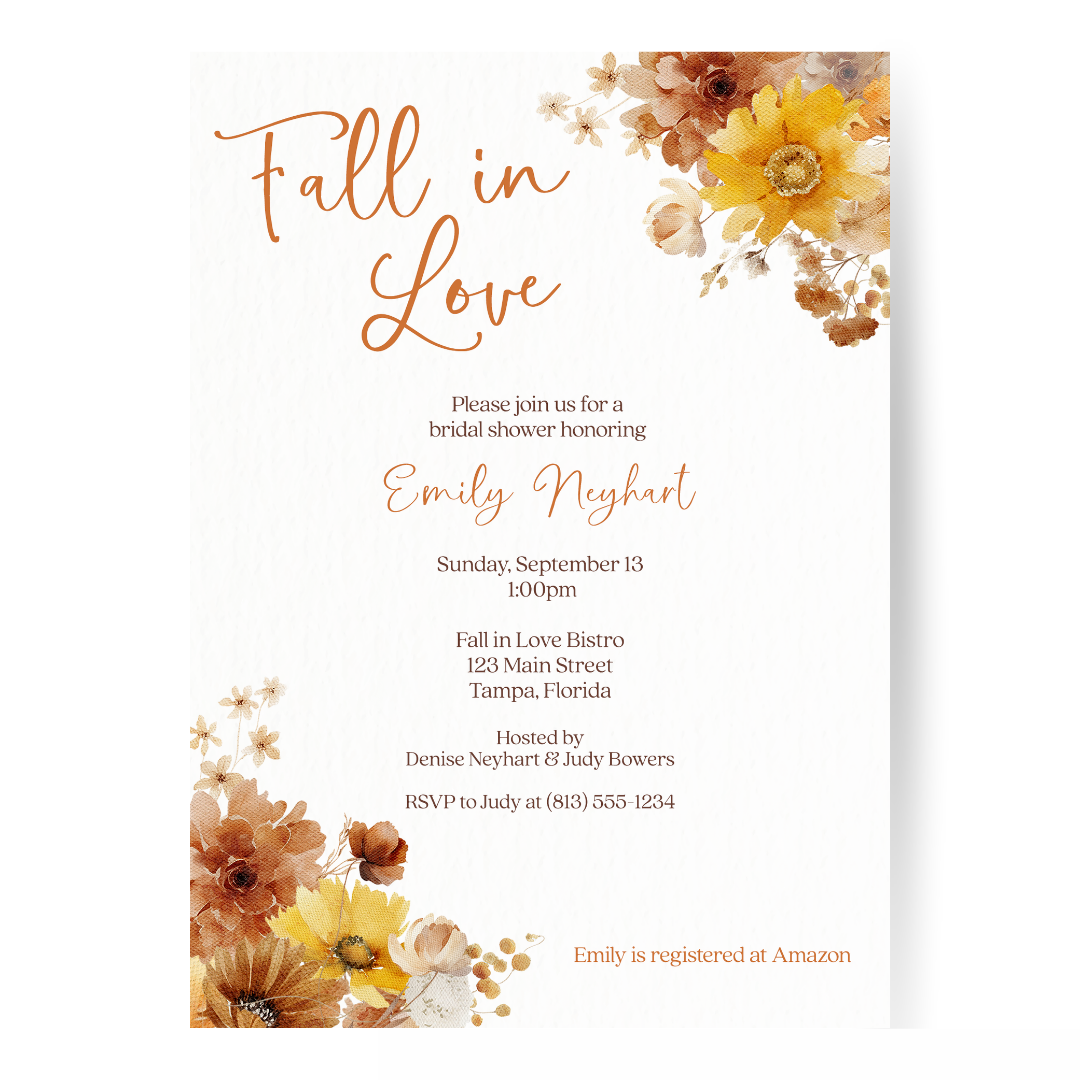 Fall Blooms Bridal Shower Invitation