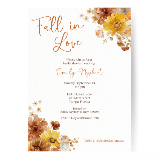 Fall Blooms Bridal Shower Invitation
