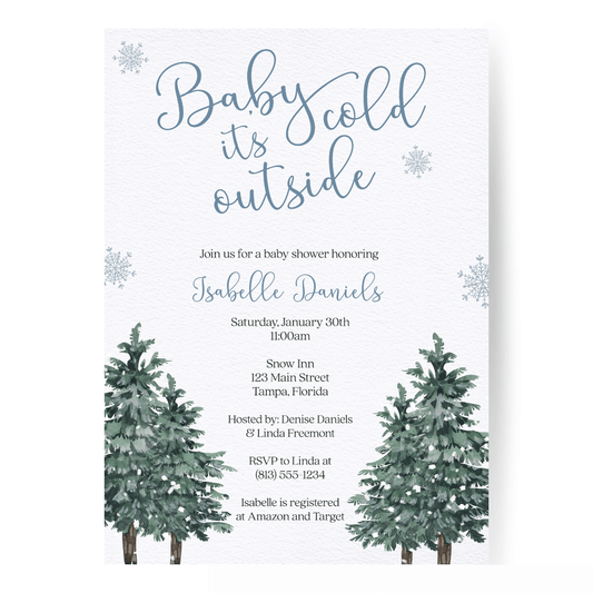 Baby It's Cold Outside Boy Baby Shower Invitation