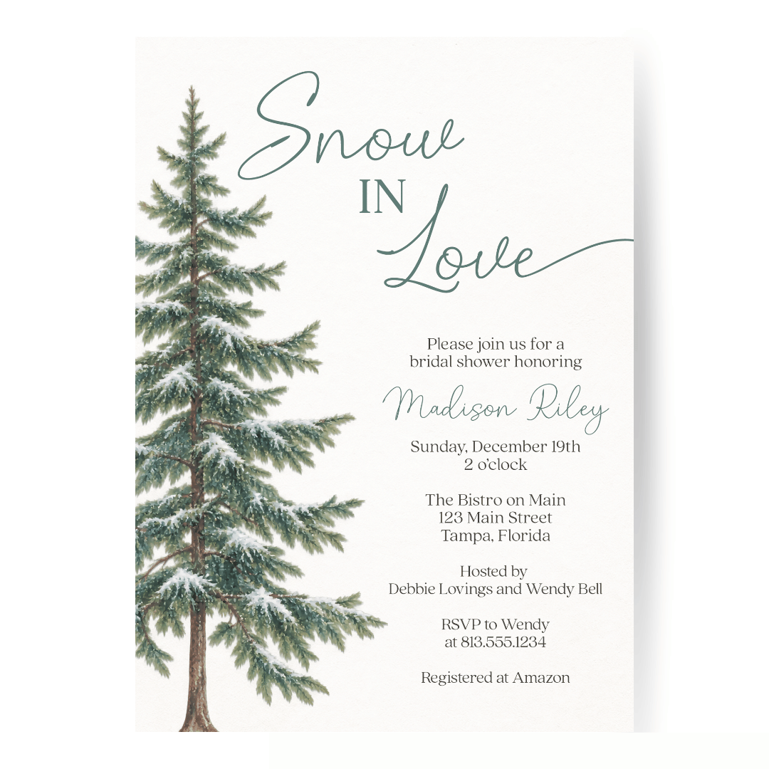 Snow in Love (Trees) Bridal Shower Invitation